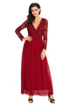 Sexy Red Open Back Long Sleeve Crochet Maxi Party Dress