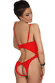 Sexy Red Open Cup Crotchless One-piece Teddy