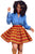 Sexy Red Orange Print Skater African Style Mini Skirt