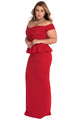 Sexy Red Peplum Maxi Dress With Drop Shoulder