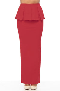 Sexy Red Peplum Maxi Skirt