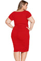 Sexy Red Pleated Curvaceous Midi Dress