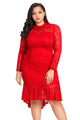 Sexy Red Plus Size Floral Lace Hi-Lo Mermaid Dress
