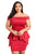 Sexy Red Plus Size Fold Over Off Shoulder Peplum Dress