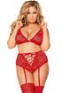 Sexy Red Plus Size Lacy Connection Bralette Set