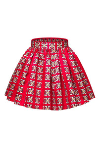 Sexy Red Print Skater African Style Mini Skirt