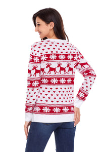 Sexy Red Reindeer and Snowflake Knit Christmas Sweater
