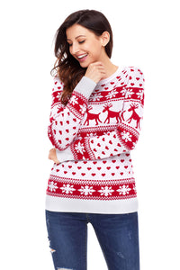 Sexy Red Reindeer and Snowflake Knit Christmas Sweater