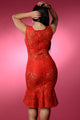 Sexy Red Romance Lace Midi Dress