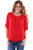Sexy Red Ruched Detail Pin up Sleeve Front Blouse