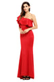 Sexy Red Ruffle One Shoulder Elegant Mermaid Dress