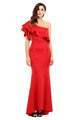 Sexy Red Ruffle One Shoulder Elegant Mermaid Dress