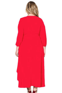 Sexy Red Ruffle Wrap Plus Size Hi-low Dress