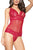 Sexy Red Scalloped Lace Accent Peek-a-boo Teddy Lingerie