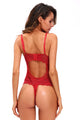 Sexy Red Scalloped Lace Accent Peek-a-boo Teddy Lingerie