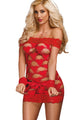 Sexy Red Seamless Strappy Heart Valentine Chemise