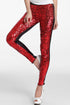 Sexy Red Sequin Front PU Leggings