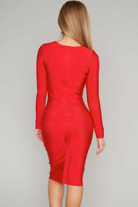 Sexy Red Sexy Bold V Neck Criss Cross Bust Bandage Dress