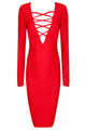 Sexy Red Sexy Bold V Neck Criss Cross Bust Bandage Dress