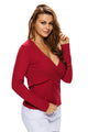 Sexy Red Sexy Crop Plunging Cross V Neck Stretch Knitwear Top