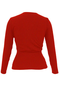 Sexy Red Sexy Crop Plunging Cross V Neck Stretch Knitwear Top