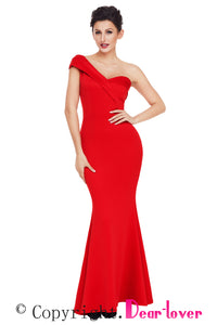 Sexy Red Sexy One Shoulder Ponti Gown