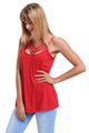 Sexy Red Spaghetti Strap Tank Top with Caged Neckline