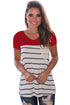 Sexy Red Splice Striped Short Sleeve T-shirt