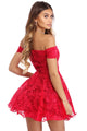 Sexy Red Strapless Drop Shoulder Lace Skater Dress