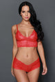 Sexy Red Stretch Lace Bralette Lingerie Set