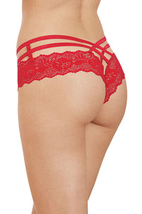 Sexy Red Stretch Lace Double Strap Crisscross Panty