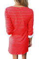 Sexy Red Striped Body Lace Cuffs Insert Casual Dress