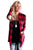 Sexy Red Suede Elbow Patch Long Sleeve Plaid Cardigan