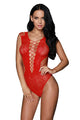 Sexy Red Sultry Beauty Mesh Cutout Teddy Lingerie