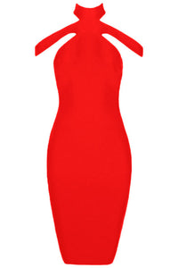 Sexy Red Triangle Cutout Bandage Dress