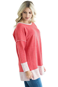 Sexy Red Two Tone French Terry Sweatshirt