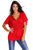 Sexy Red V-Neck Short Batwing Sleeve High Elastic Waist Blouse
