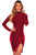 Sexy Red Velvet Mock Neck Long Sleeves Dress