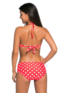 Sexy Red White Dots Bow Detail High Waist Bathing Suit