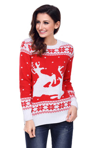 Sexy Red White Reindeer In The Snow Christmas Jumper