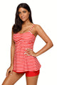 Sexy Red White Striped Tankini and Short Set