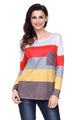 Sexy Red Yellow Colorblock Pocket Pullover Tunic Top