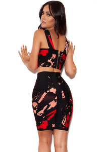 Sexy Red and Black Bandage Two-piece Dress