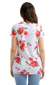 Sexy Reddish Floral Short Sleeve Knot Top