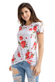 Sexy Reddish Floral Short Sleeve Knot Top