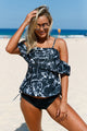 Sexy Rock Solid Off-The-Shoulder Tankini Swimsuit Black