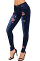Sexy Rose Embroidered Frayed Ankle Length Skinny Jeans