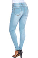 Sexy Rose Embroidery Distressed Light Blue Skinny Jeans