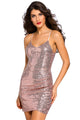 Sexy Rose Gold Sequin Ruched Club Dress