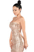 Sexy Rose Gold Sequined Strapless Nightclub Dress